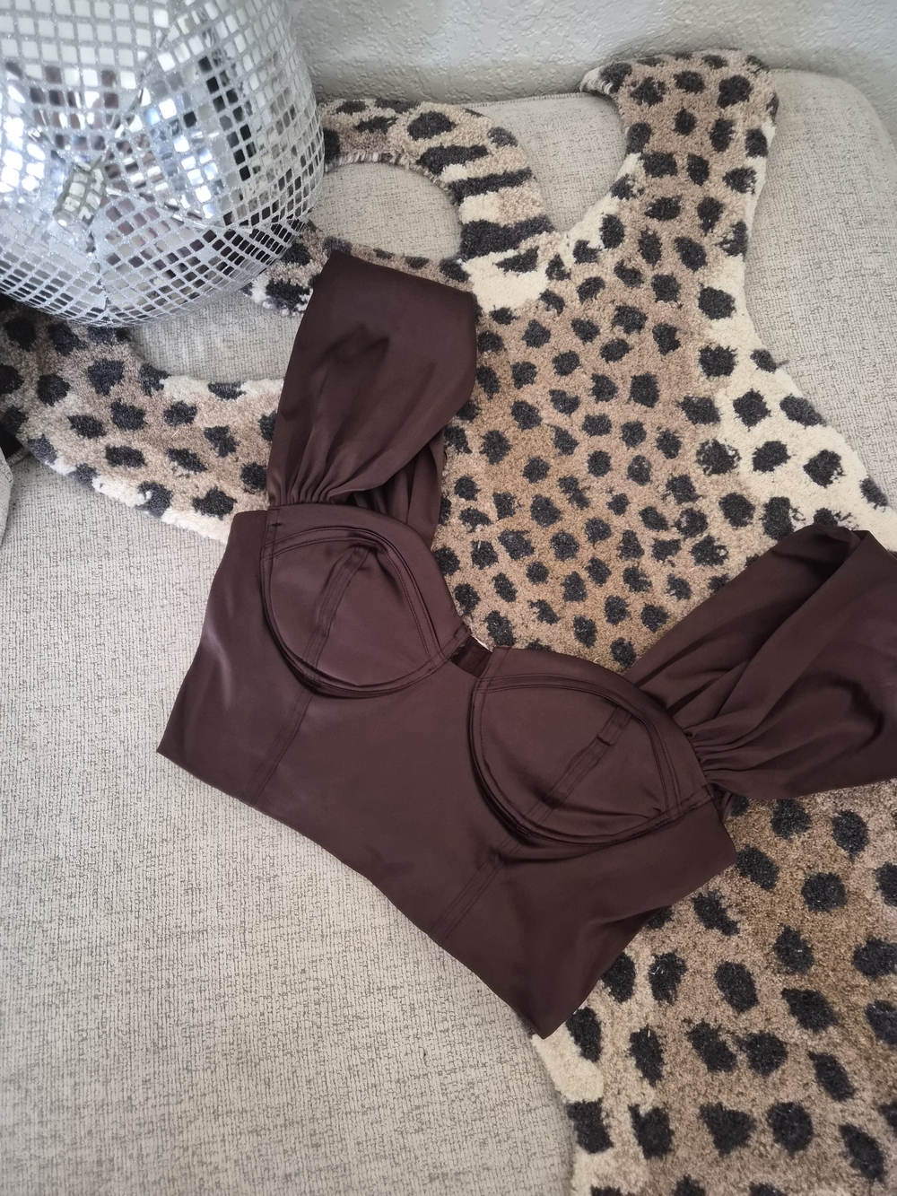 MyOutfitOnline Brown Satin Top (L)